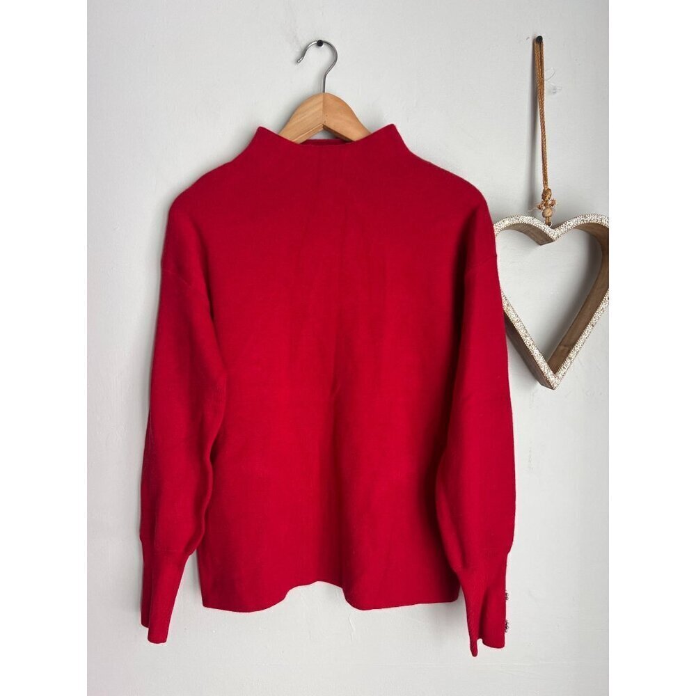 Tahari Womens Vtg Inspired Long Sleeve Pullover High Neck Sweater MEDIUM Red